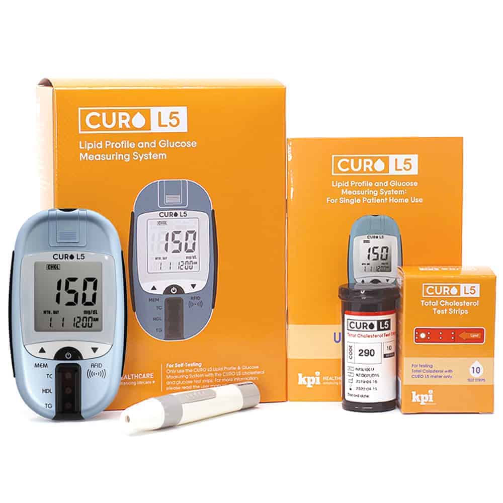 Curo L5  Blood Cholesterol Test Kit  At Home Testing Meter &  Strips