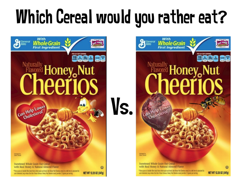 If Honey Nut Cheerios used a real Bee and a real Heart to represent ...