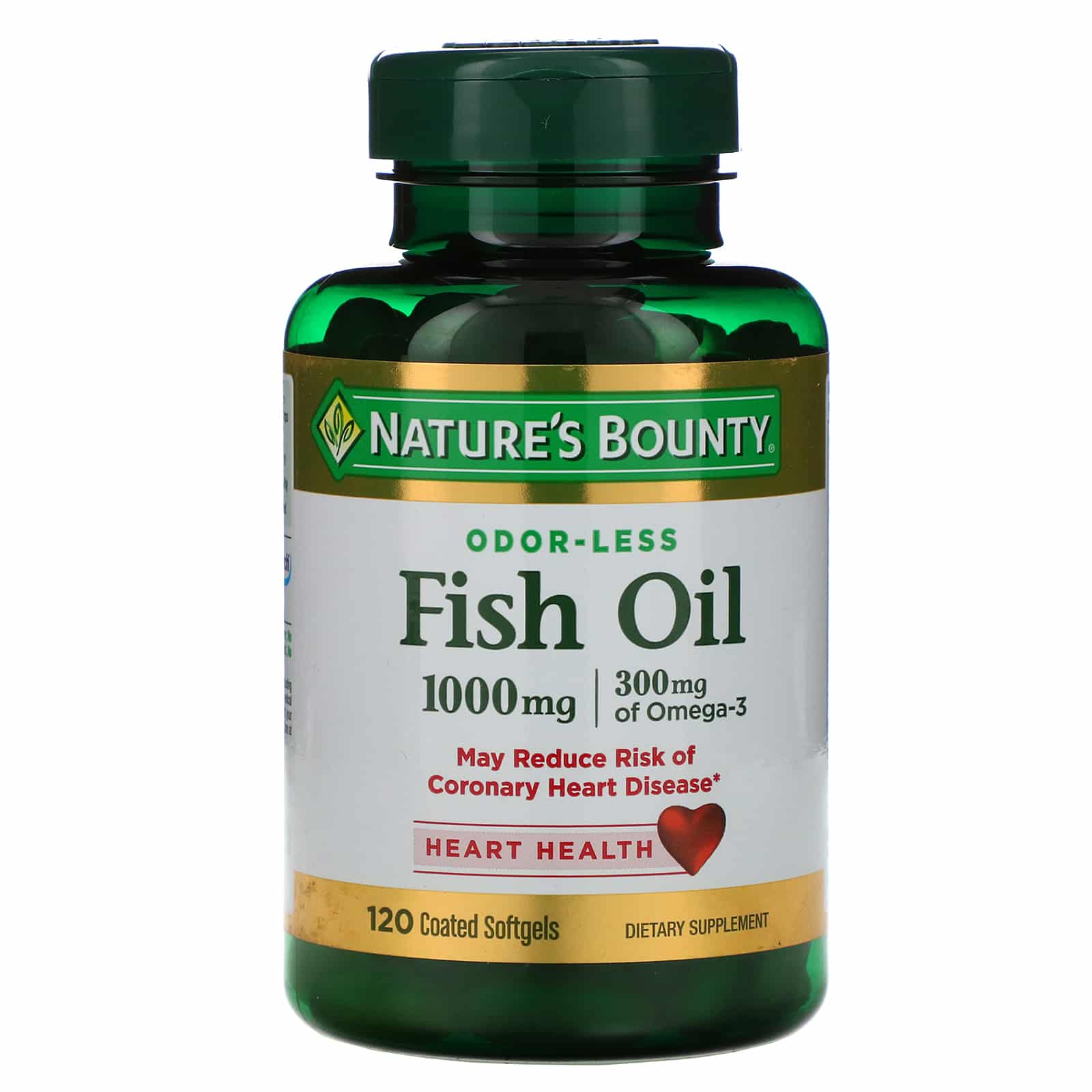 Odorless Fish Oil, 1,000 mg, 120 Coated Softgels