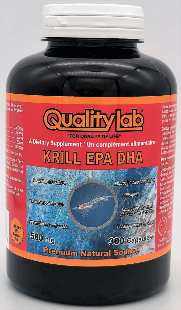 Qualitylab Krill Oil EPA DHA 500 mg 300 Capsules (Made in Canada)  LifeIRL